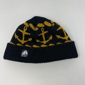 Neff Navy Blue Yellow Anchor Knit Beanie‎ Hat